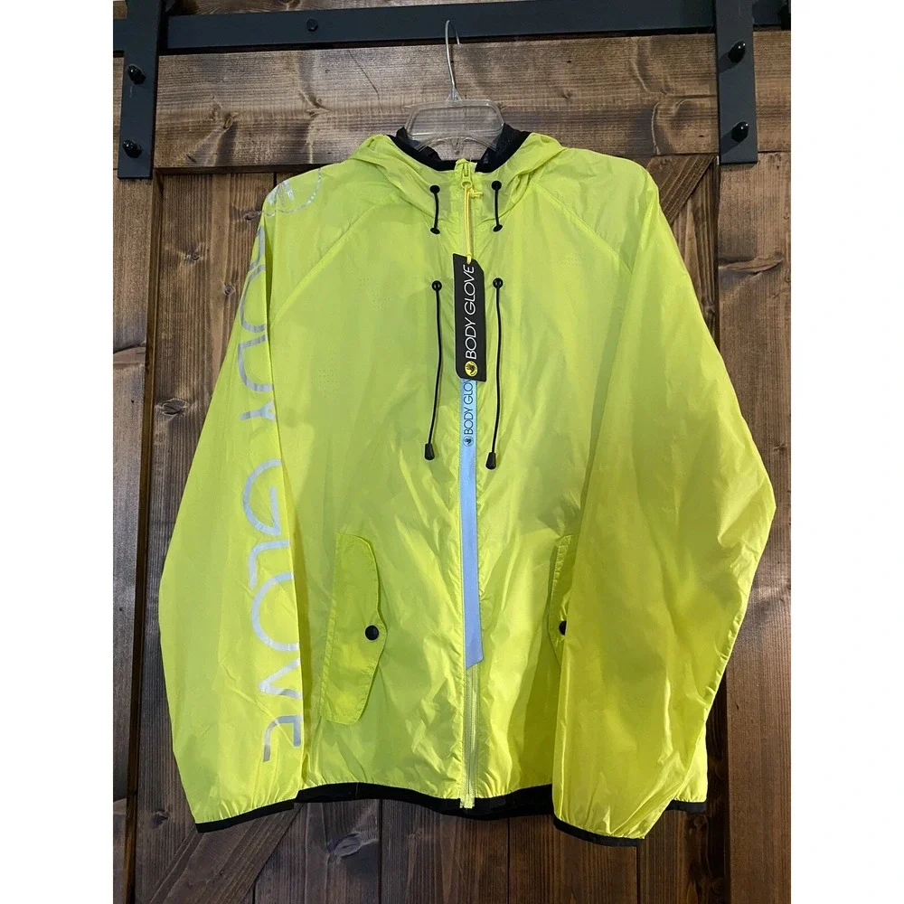 Body Glove Size L Yellow Packable Lightweight Windbreaker Jacket NWT